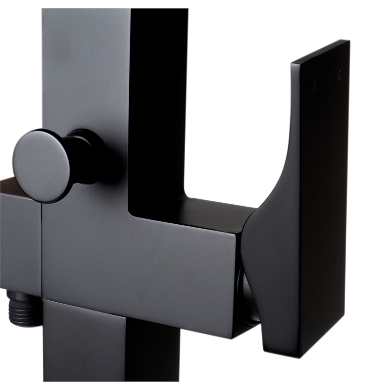 ALFI brand AB2180-BM Black Floor Mount Tub Filler Mixer w Hand Held Shower Head