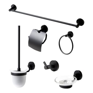 ALFI brand AB9513-BM Black Matte 6 Piece Bath Accessory Set