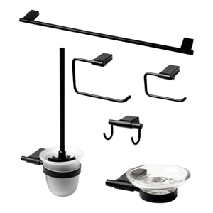 ALFI brand AB9515-BM Black Matte 6 Piece Bath Accessory Set