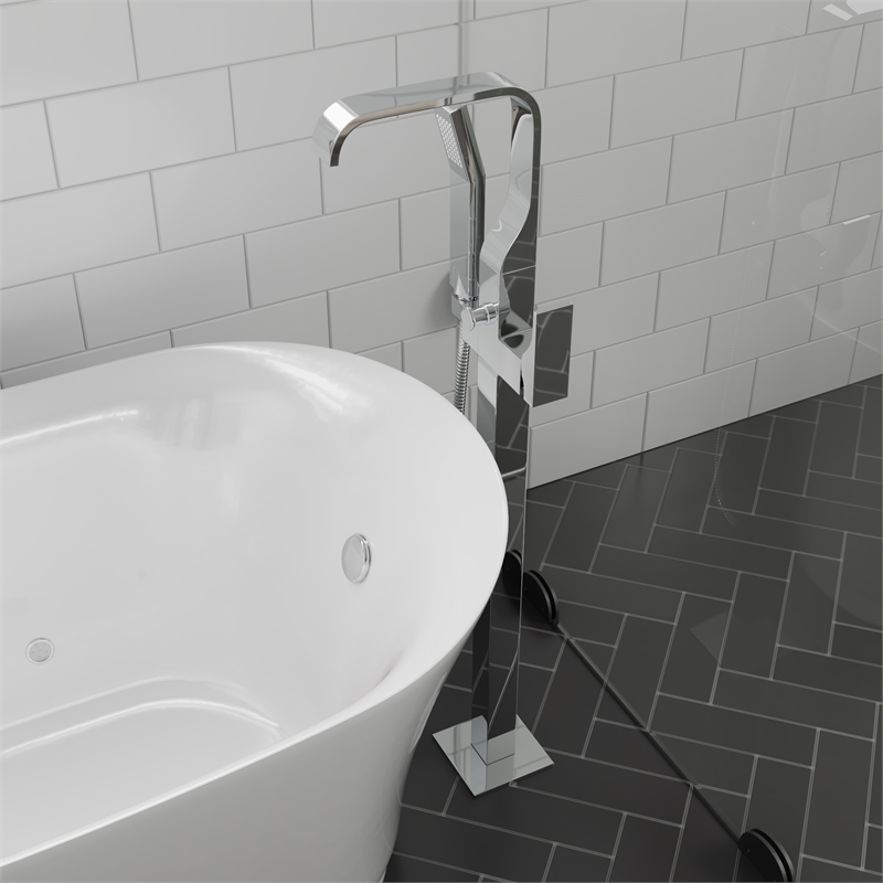 ALFI brand AB2180-PC Polished Chrome Tub Filler Mixer w Hand Held Shower Head