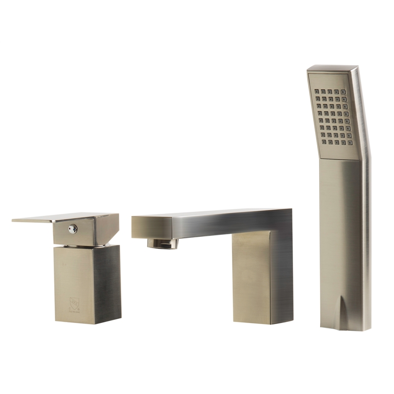 ALFI brand AB2322-BN Gray Metal Tub Filler and Square Hand Held Shower Head