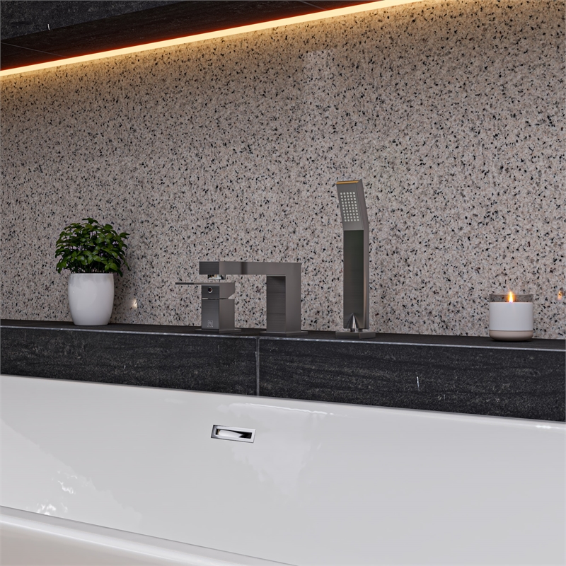 ALFI brand AB2322-BN Gray Metal Tub Filler and Square Hand Held Shower Head