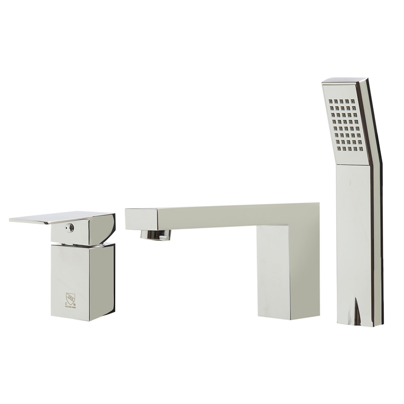 ALFI brand AB2322-PC Gray Metal Tub Filler and Square Hand Held Shower Head