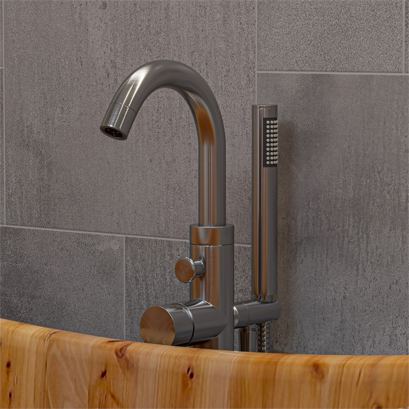 ALFI brand AB2534-BN Nickel Tub Filler Mixer w Hand Held Shower Head