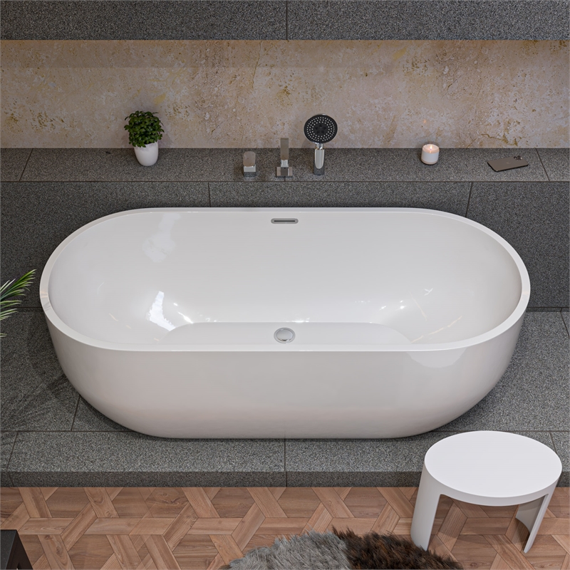 ALFI brand AB2703-PC Deck Mounted Tub Filler and Round Hand Held Shower Head