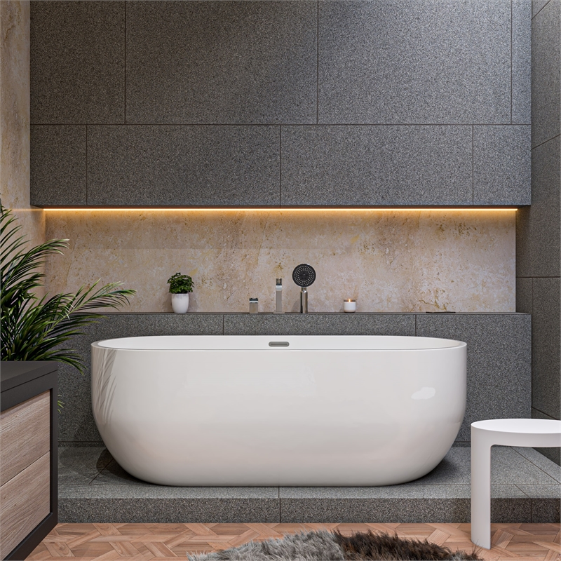 ALFI brand AB2703-PC Deck Mounted Tub Filler and Round Hand Held Shower Head