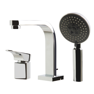 ALFI brand AB2703-PC Deck Mounted Tub Filler and Round Hand Held Shower Head