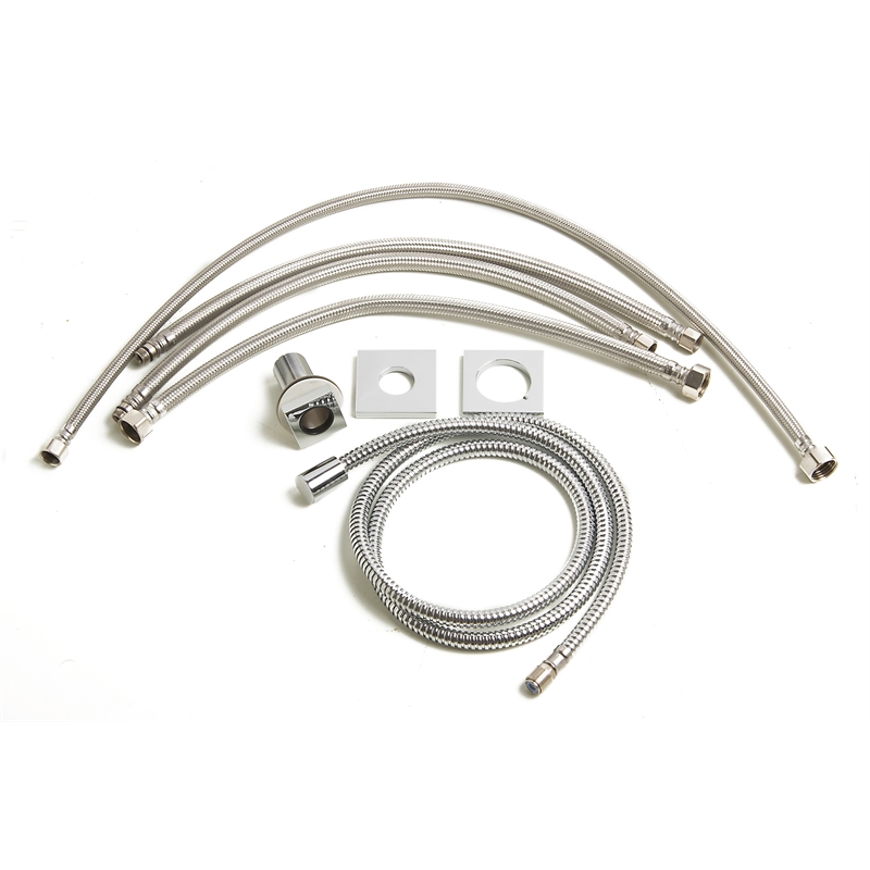 ALFI brand AB2703-PC Deck Mounted Tub Filler and Round Hand Held Shower Head