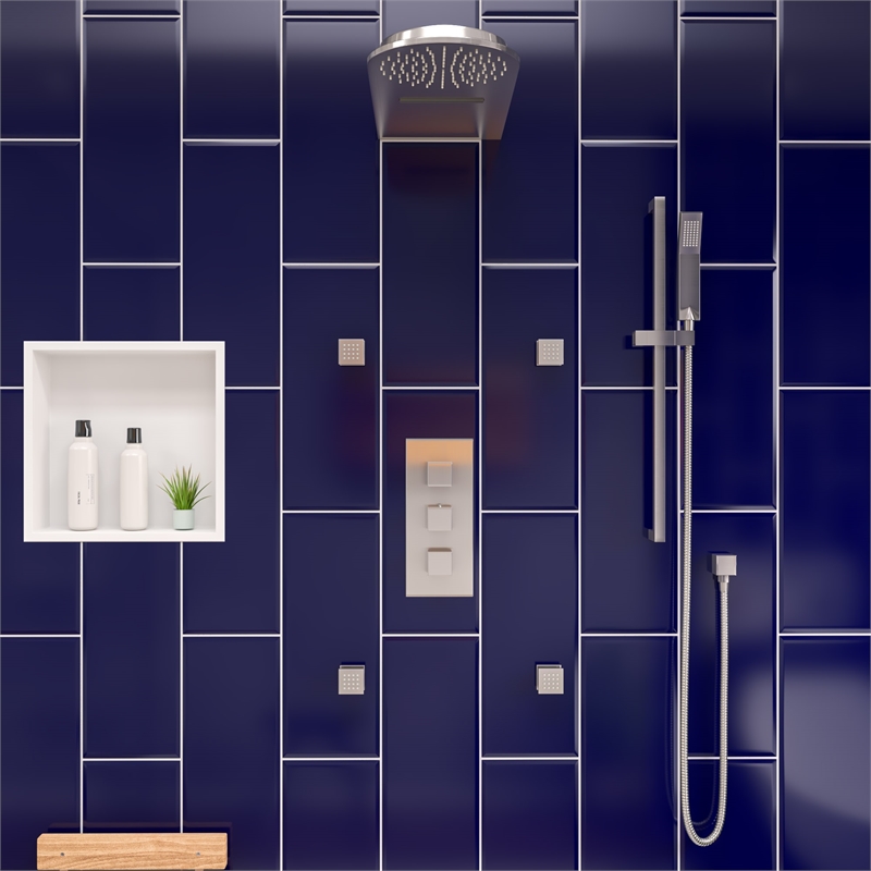 ALFI brand AB7606-BN Nickel Sliding Rail Hand Held Shower Head Set with Hose