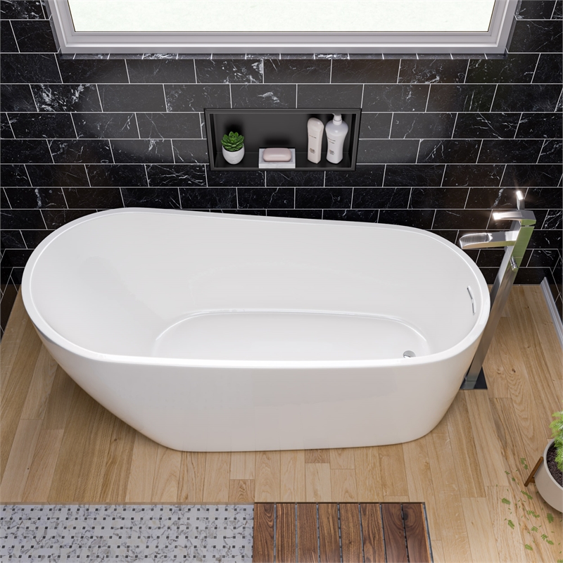 ALFI brand AB2843-BN Nickel Single Hole Floor Mounted Waterfall Tub Filler