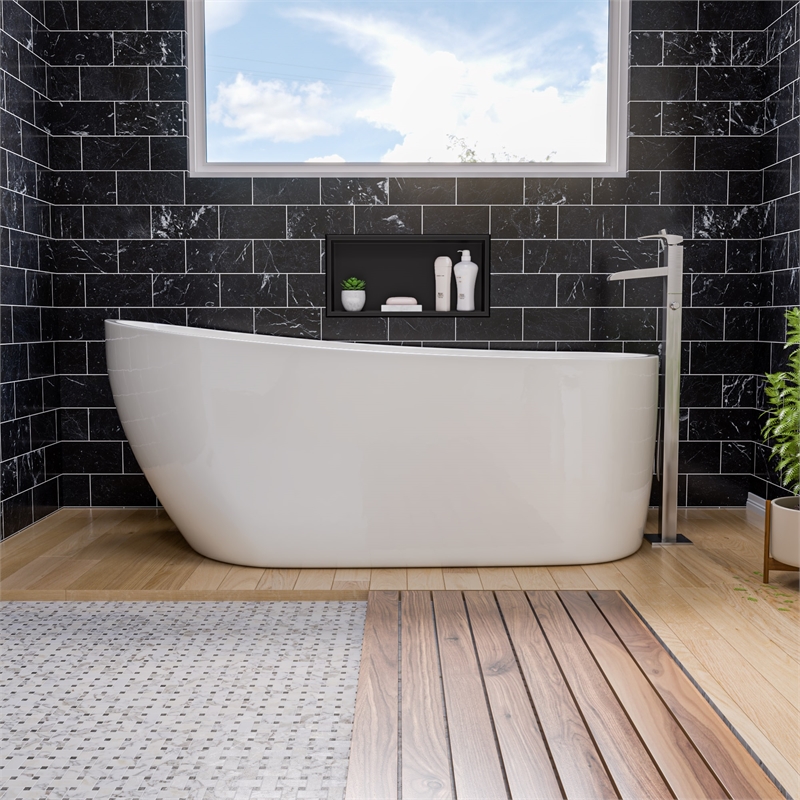 ALFI brand AB2843-BN Nickel Single Hole Floor Mounted Waterfall Tub Filler