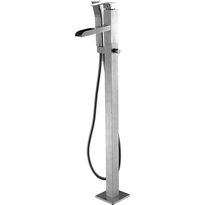 ALFI brand AB2843-BN Nickel Single Hole Floor Mounted Waterfall Tub Filler