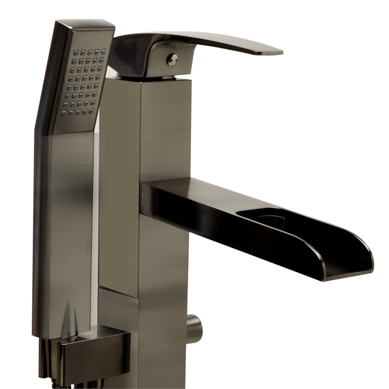 ALFI brand AB2843-BN Nickel Single Hole Floor Mounted Waterfall Tub Filler