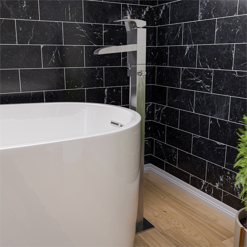 ALFI brand AB2843-BN Nickel Single Hole Floor Mounted Waterfall Tub Filler