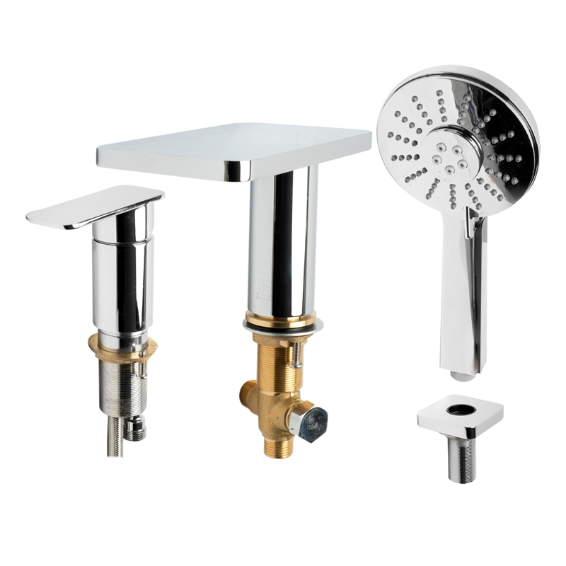 ALFI brand AB2879-PC Chrome Deck Mounted Tub Filler with Hand Held Showerhead
