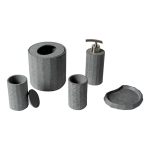 ALFI brand ABCO1022 5 Piece Solid Concrete Gray Matte Bathroom Accessory Set