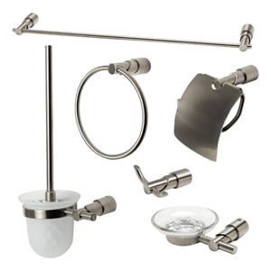 ALFI brand AB9508-BN Brushed Nickel 6 Piece Matching Bathroom Accessory Set