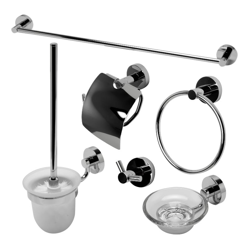 ALFI brand AB9513-PC Polished Chrome 6 Piece Matching Bathroom Accessory Set