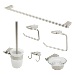 ALFI brand AB9515-BN Brushed Nickel 6 Piece Matching Bathroom Accessory Set