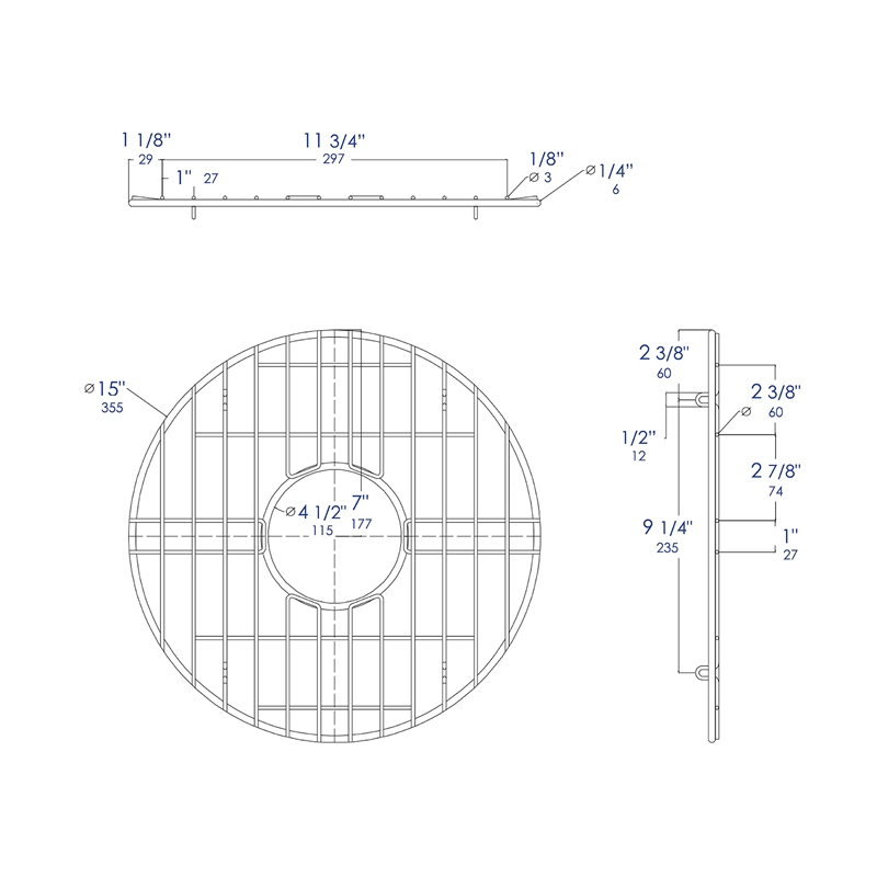 ALFI brand ABGR18R Round Stainless Steel Grid for ABF1818R