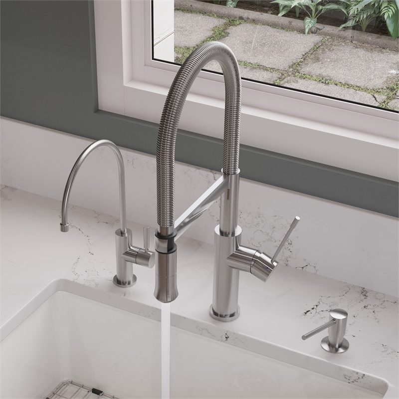 ALFI brand AB5006-BSS Modern Round Brushed Stainless Steel Soap Dispenser