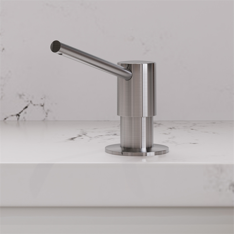 ALFI brand AB5006-BSS Modern Round Brushed Stainless Steel Soap Dispenser