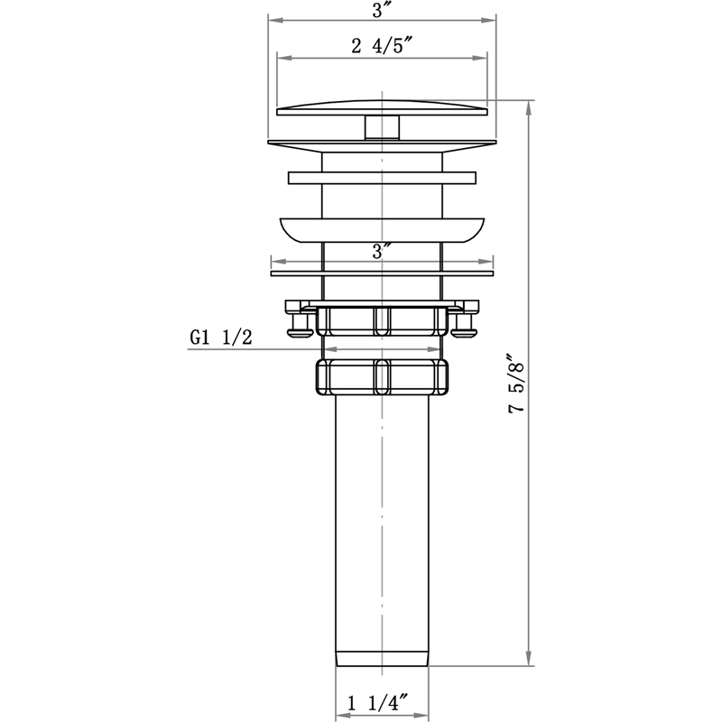 ALFI brand AB5009-PSS Stainless Steel Pop Up Drain for Sink w/o Overflow