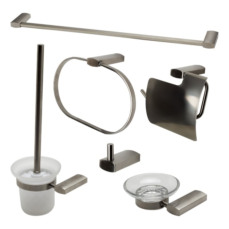 ALFI brand AB9503-BN Brushed Nickel 6 Piece Matching Bathroom Accessory Set
