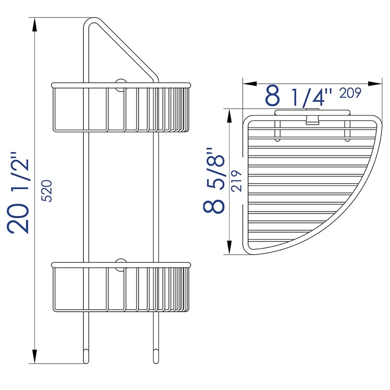 ALFI brand AB9532 Chrome Corner Mounted Basket Shower Bathroom Accessory
