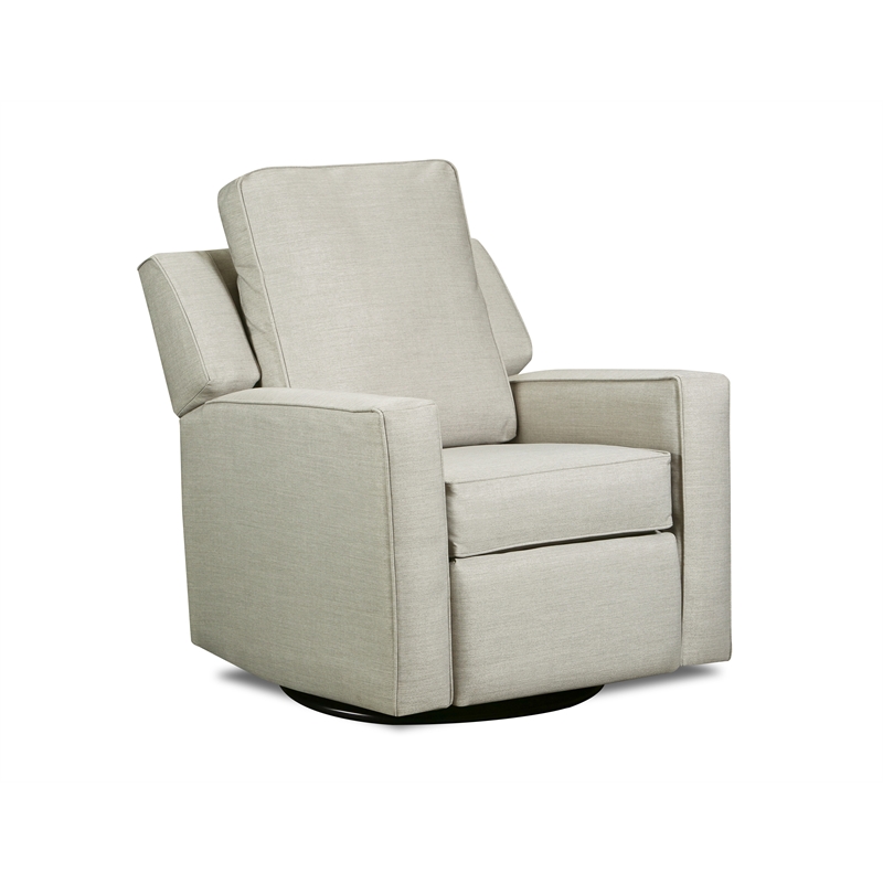 The 1st Chair Harrison Gliding Swivel Recliner Gray Skies Fabric - Made in USA