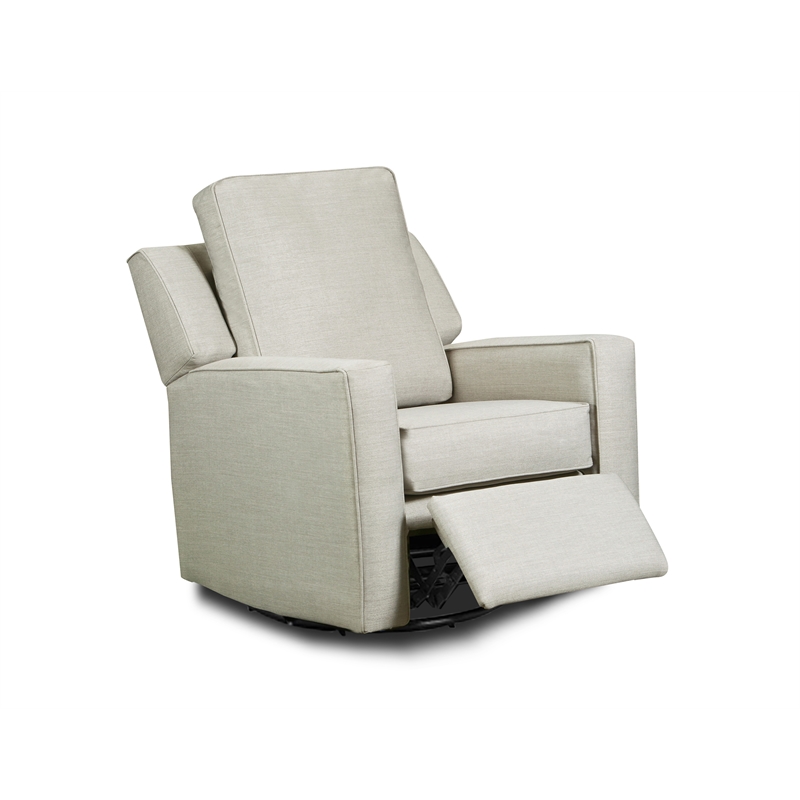 The 1st Chair Harrison Gliding Swivel Recliner Gray Skies Fabric - Made in USA