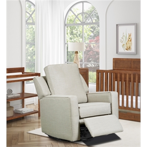 The 1st Chair Harrison Gliding Swivel Recliner Gray Skies Fabric - Made in USA