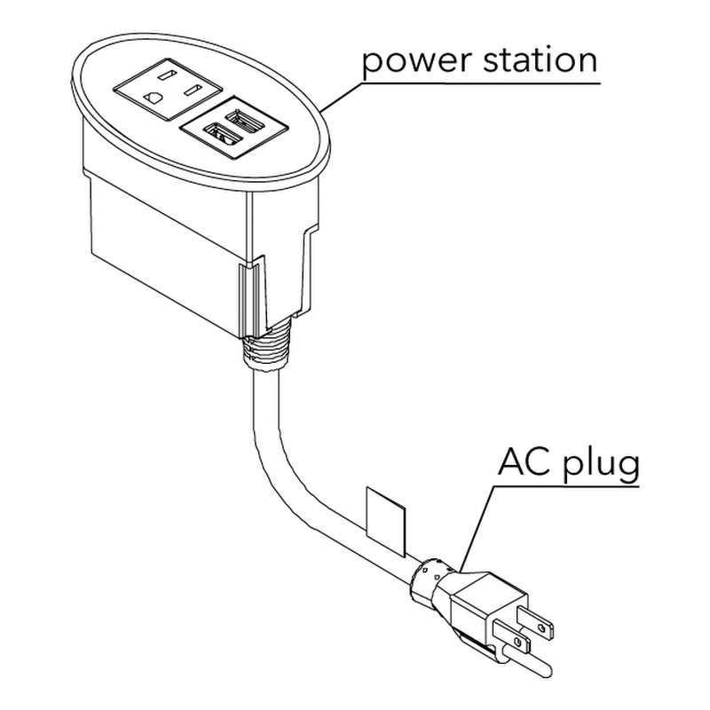Raffel Systems USB-A Oval  120V Power Station - White