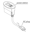 Raffel Systems USB-A Oval  120V Power Station - White
