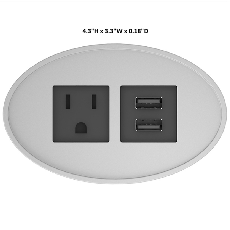 Raffel Systems USB-A Oval  120V Power Station - Silver