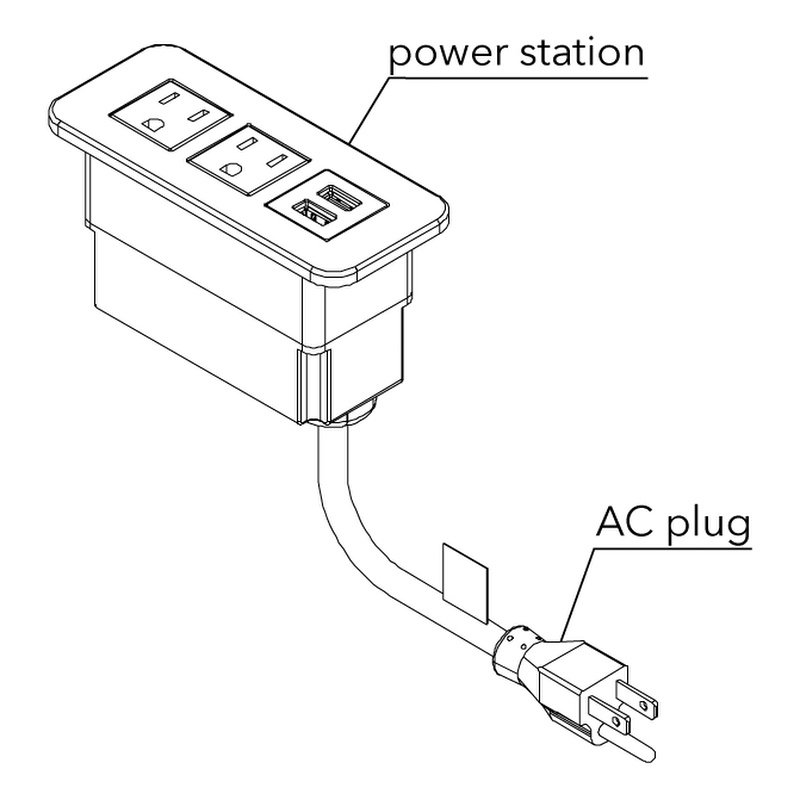 Raffel Systems USB-A Rectangle  120V Power Station - White