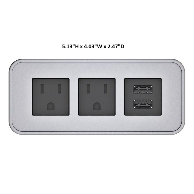 Raffel Systems USB-A Rectangle  120V Power Station - Silver