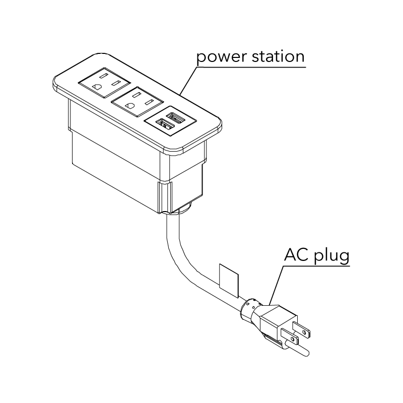 Raffel Systems USB-A Rectangle  120V Power Station - Silver