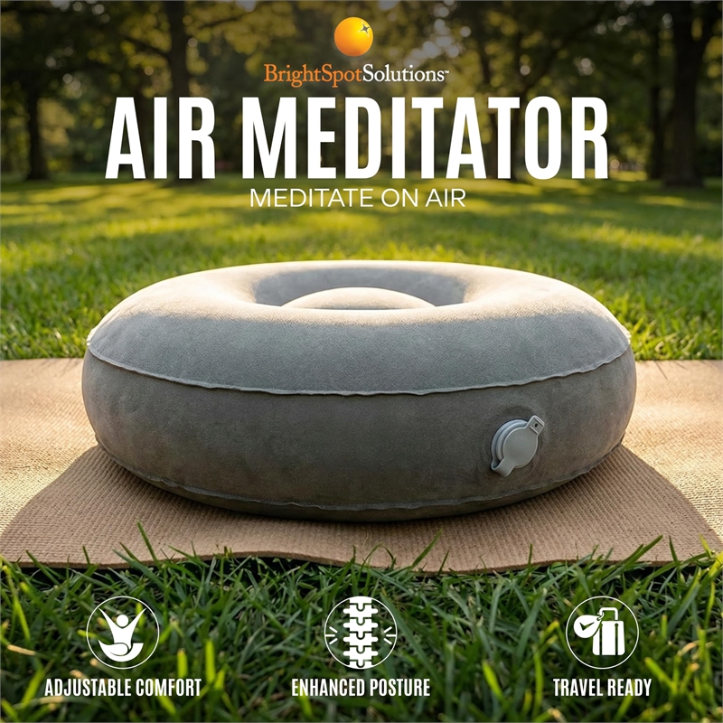 Brightspot Round Air Meditator Inflatable Travel Cushion in Light Gray