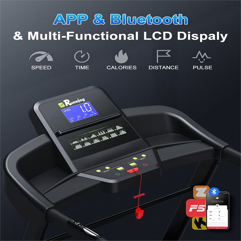 FYC Heavy Duty Foldable  3.5 HP Treadmill w/ Incline & Bluetooth in Black