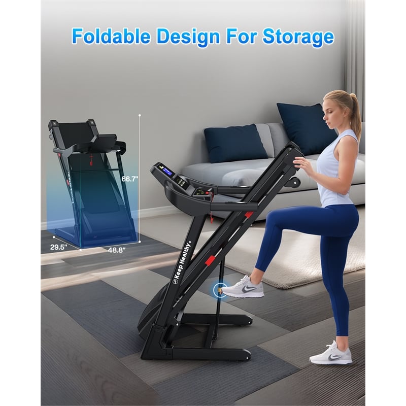 FYC Heavy Duty Foldable  3.5 HP Treadmill w/ Incline & Bluetooth in Black