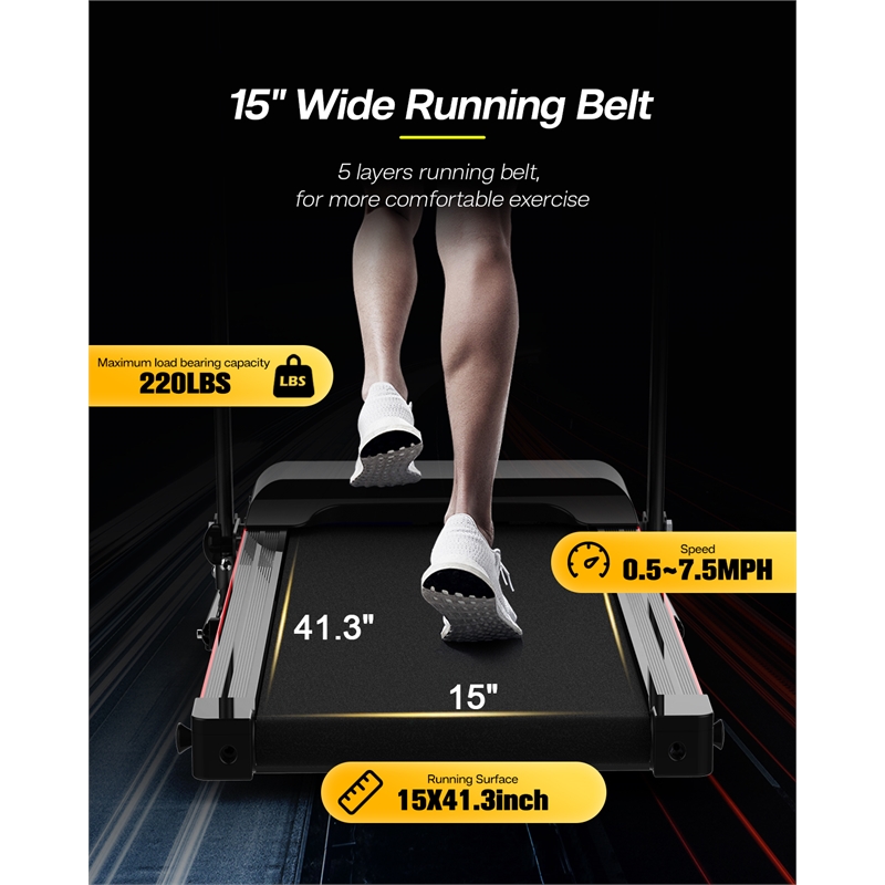 FYC Portable Electric 2.5HP Folding Treadmills w/ Bluetooth & Incline in Balck