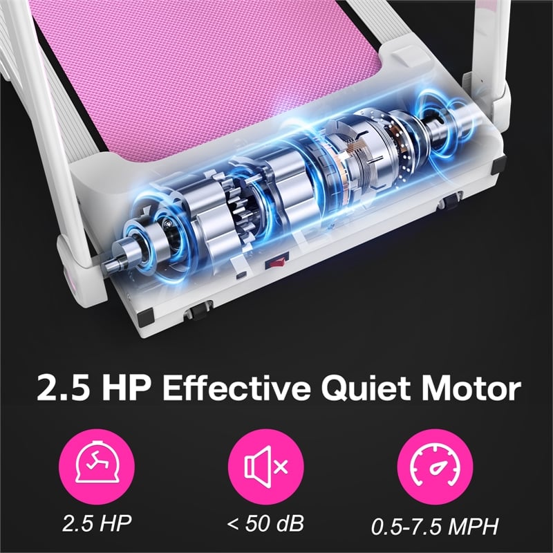 FYC 2.5HP Electric Folding Treadmill for Home Gym in Pink