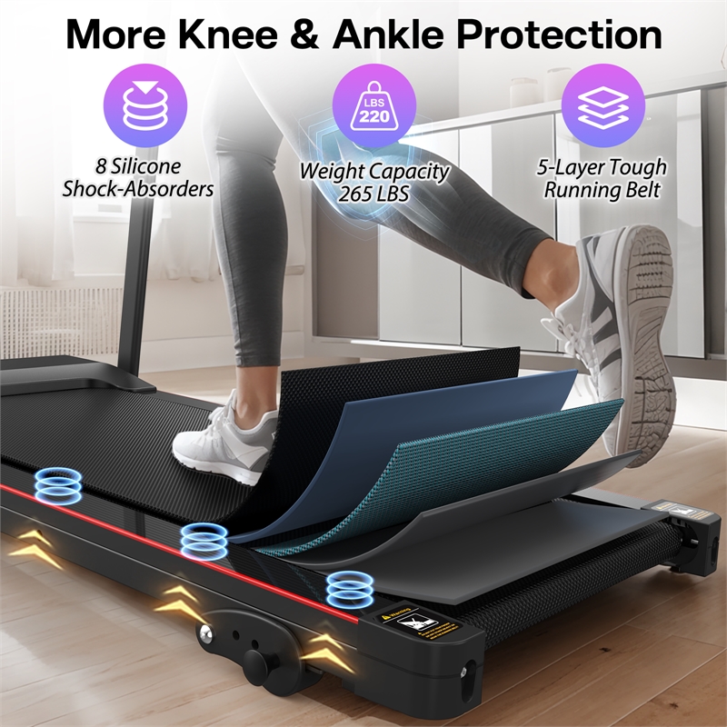 FYC Electric 2.5HP Folding Treadmills for Home w/ Bluetooth & Incline Black