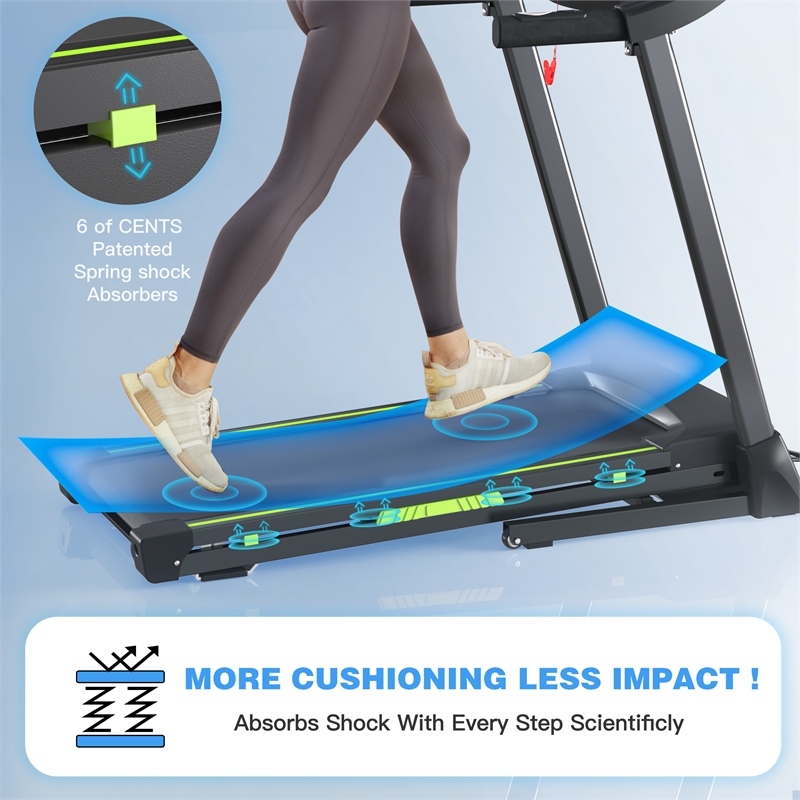 FYC 12 Programs Portable Electric 3.5HP Treadmill for Home in Green