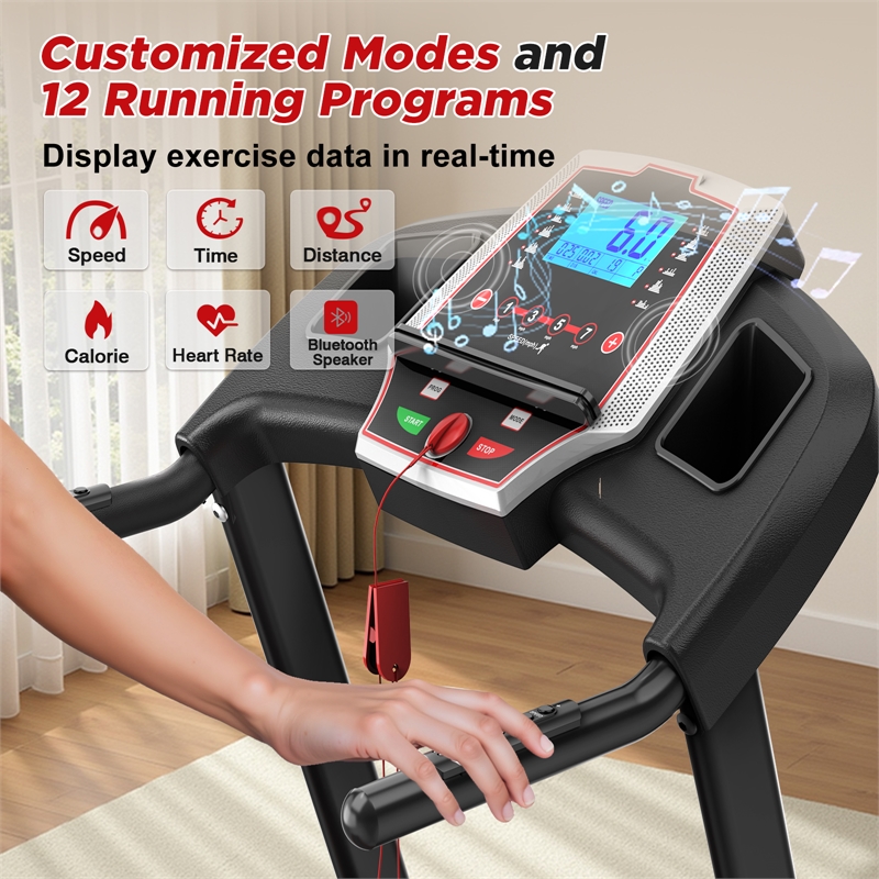 FYC 3.5HP Folding Treadmill w/ Incline & APP Control for Home in Black