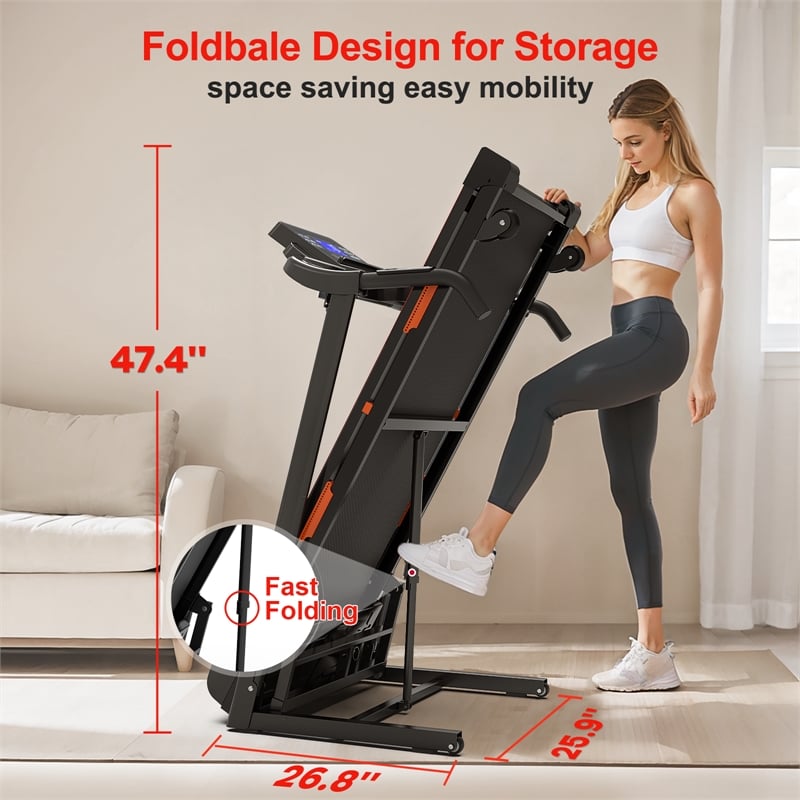 FYC 3.5HP 8.5MPH Treadmill w/ Bluetooth Heart Rate Sensor & Incline in Black