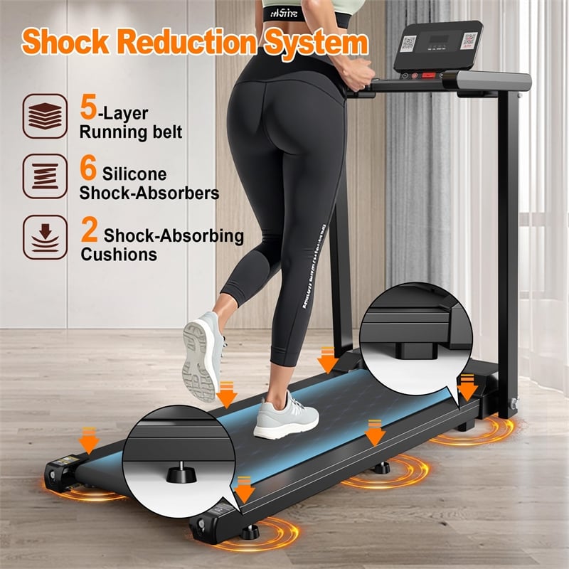 FYC 2.5HP Foldable Treadmills with Handles & LED Display Walking Pad in Black