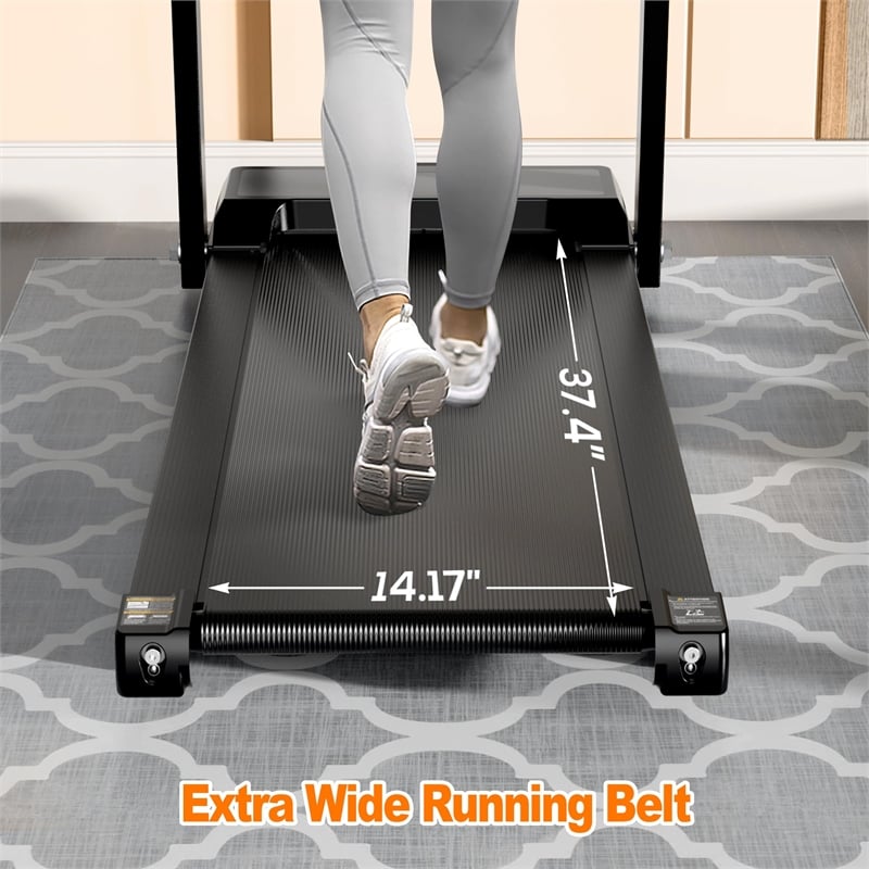 FYC 2.5HP Foldable Treadmills with Handles & LED Display Walking Pad in Black