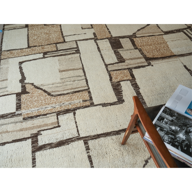 Alcama Hand-Knotted New Zealand Wool Beige/Ivory/Brown 6'x9' Area Rug